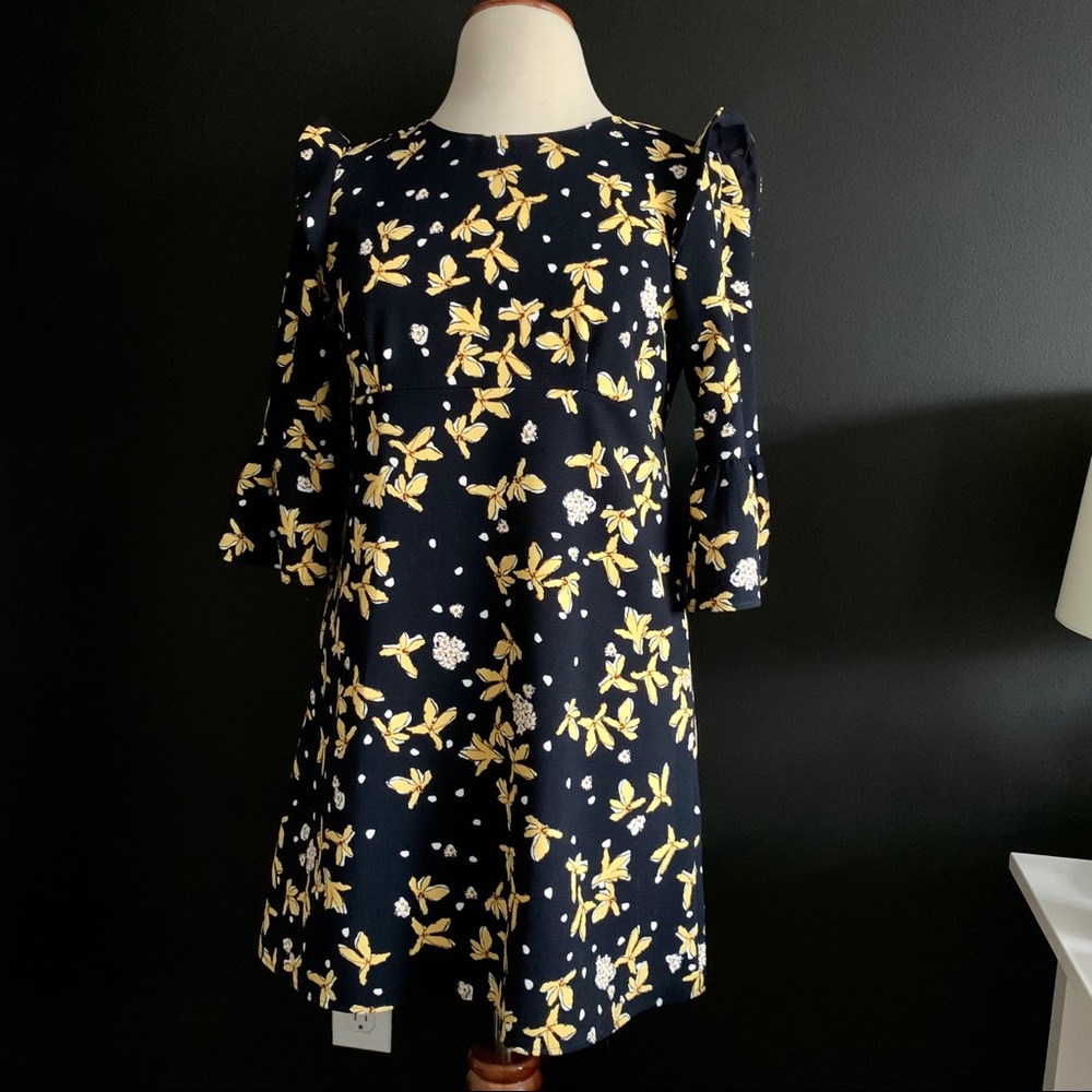 NWOT Zara Basics Bell Sleeve Floral Print Dress